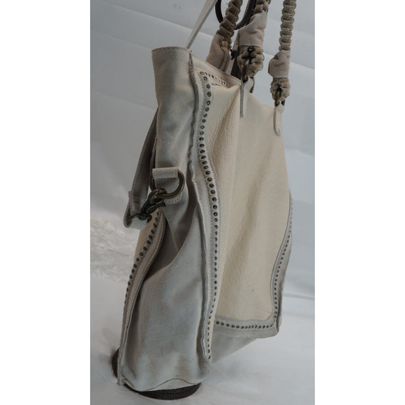 Free People Faye Distressed Tote Bag Leather And Suede - Picture 7 of 11